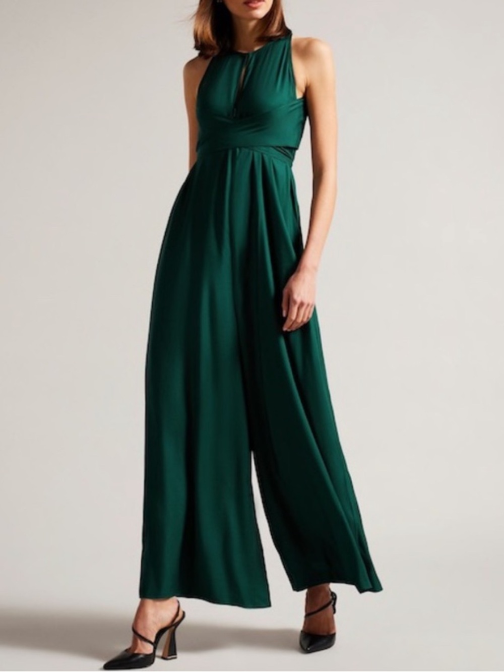 Ted Baker Meriahh Halter Neck Jumpsuit Emerald Green SIZE US 4-6